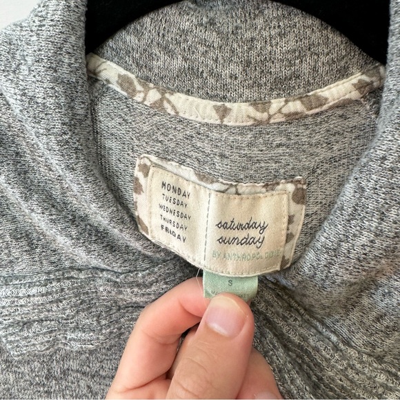 Anthropologie Saturday Sunday Gray Button Up Turtle Pullover Sweater Tunic - Picture 4 of 7